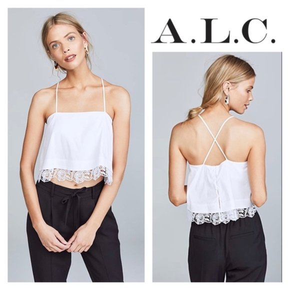 A.L.C. Tops - NWT A.L.C. Bassett Lace Trim Crop Top - Size 0